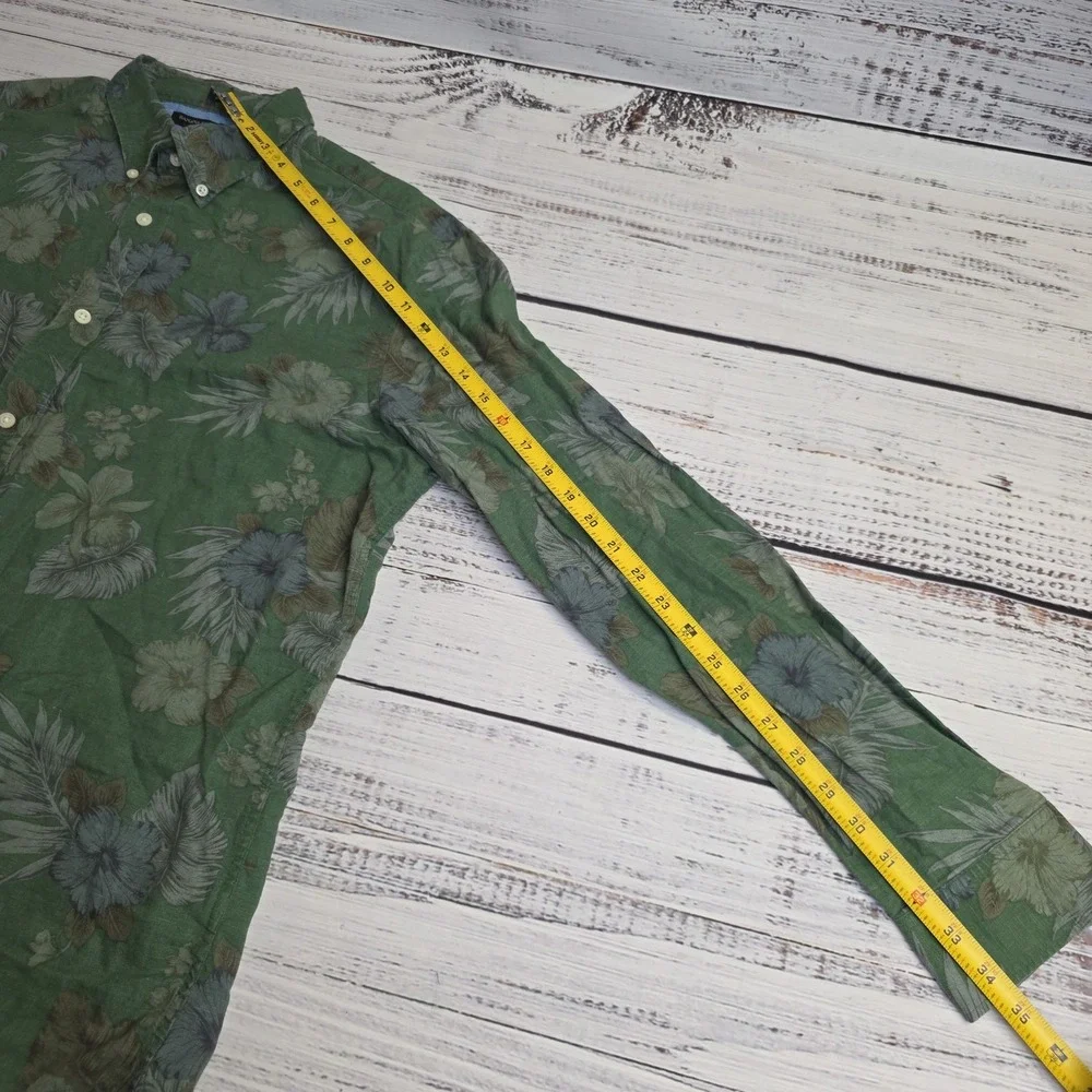 Banana Republic Slim Fit Floral Linen Cotton Button Down Long‎ Sleeve Shirt XL
